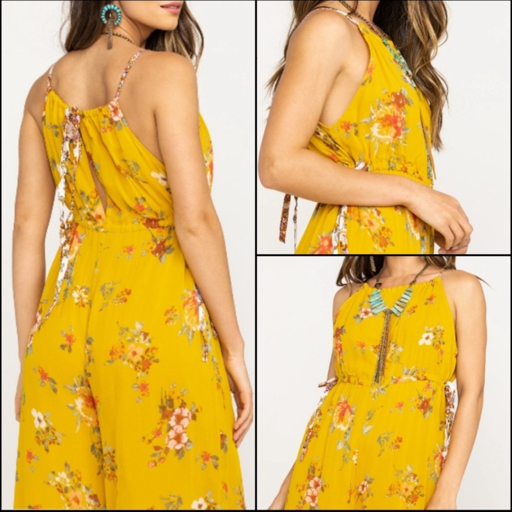 Free People Wide Legged Floral Jumpsuit